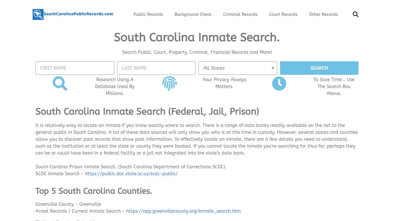 South Carolina Inmate Search: SouthCarolinaPublicRecords.com